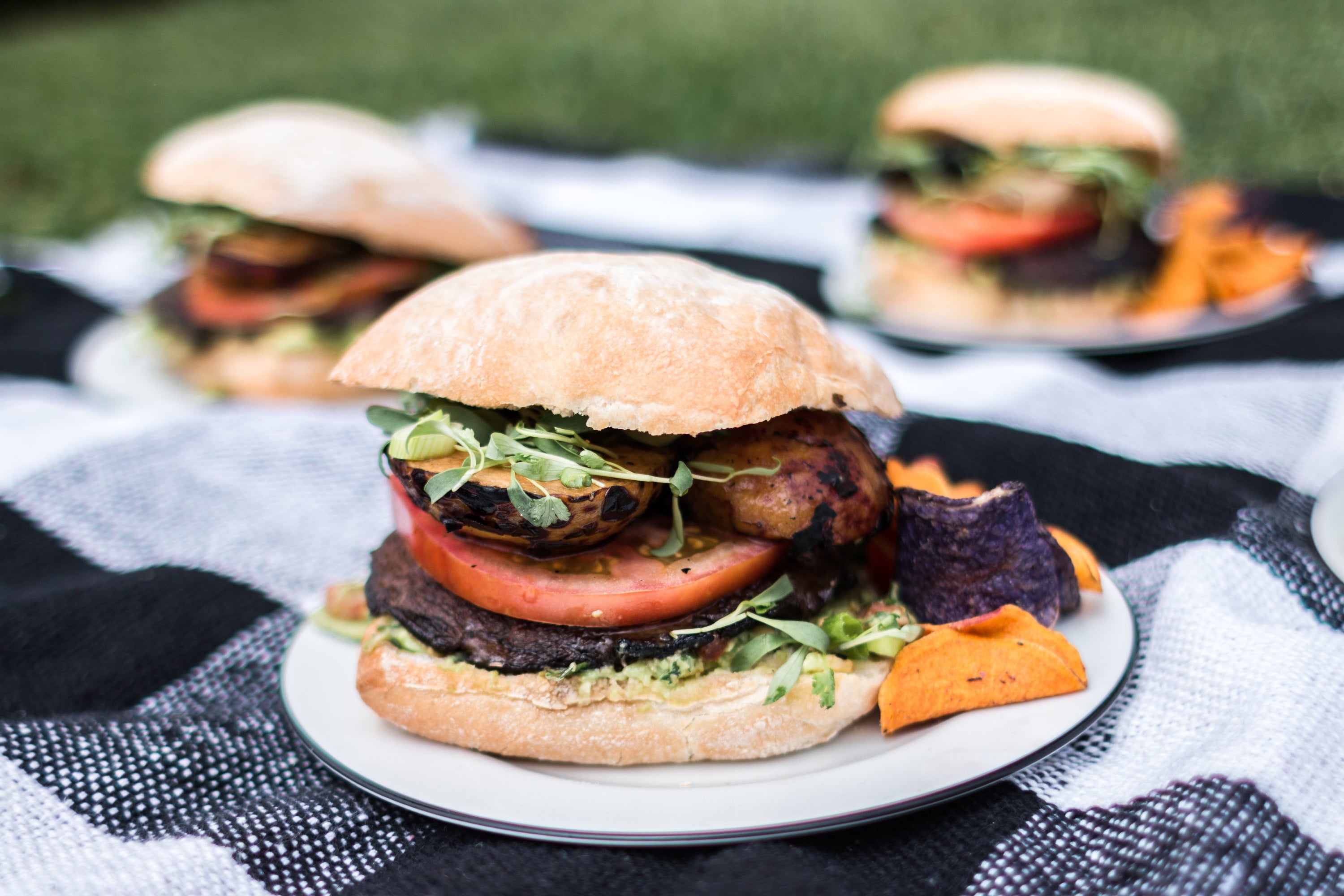 Grilled Portobello & Peach Burgers